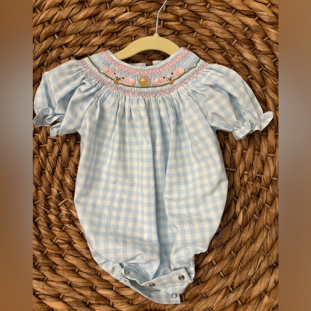 Baby girl Sweet Dream bunny bubble. Blue and white. Size 9 months. Worn once.
